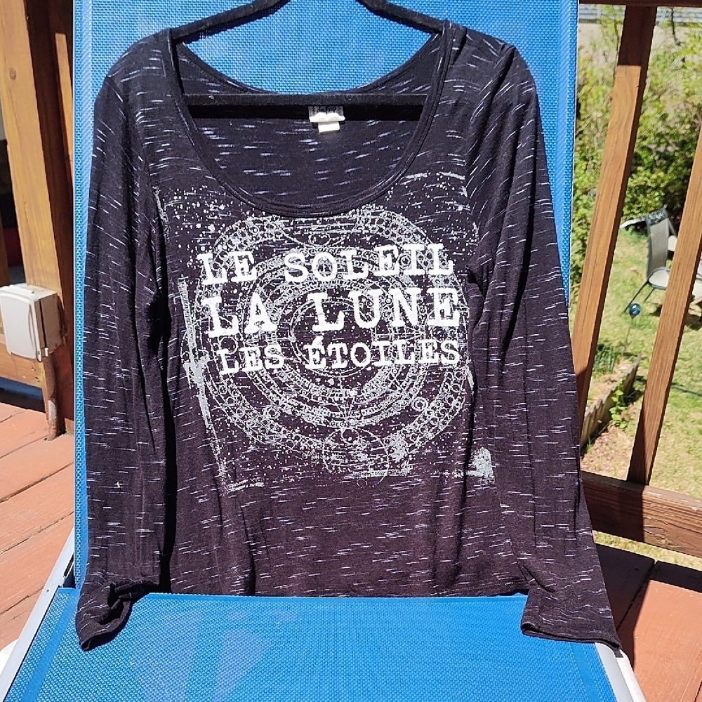 Black Graphic Long Sleeve Top